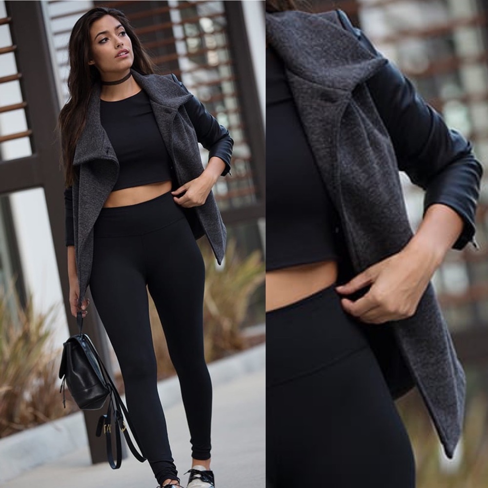 Fabletics ‘Milano’ Coat Mixed Media Black Large View 3